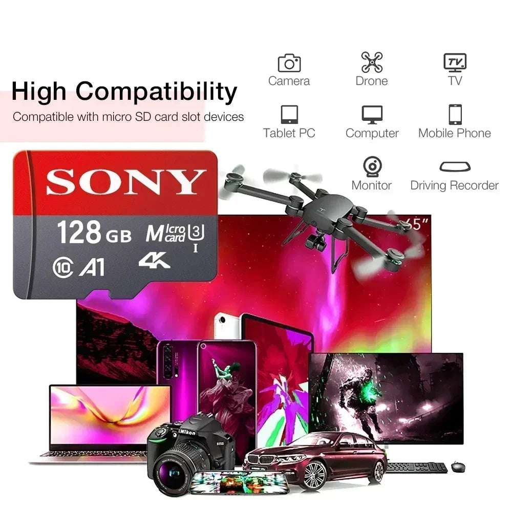Ultra SONY Micro SD/TF 1TB Flash Memory Card128GB 256GB 32GB 64GB MicroSD U3 A2 TF Flash Card for Xiaomi Phone Camera table PC
