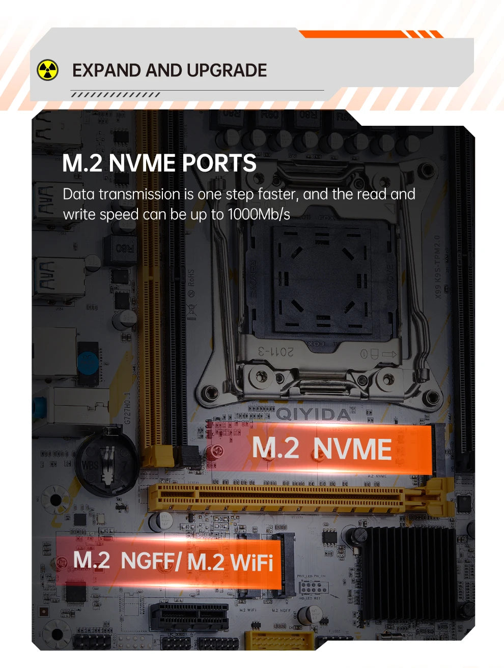 QIYIDA X99 Motherboard LGA 2011-3 Set Kit Xeon E5 2680 V4 CPU Processor 32G=2*16G DDR4 REG ECC RAM Memory NVME M.2 TPM2.0 plug