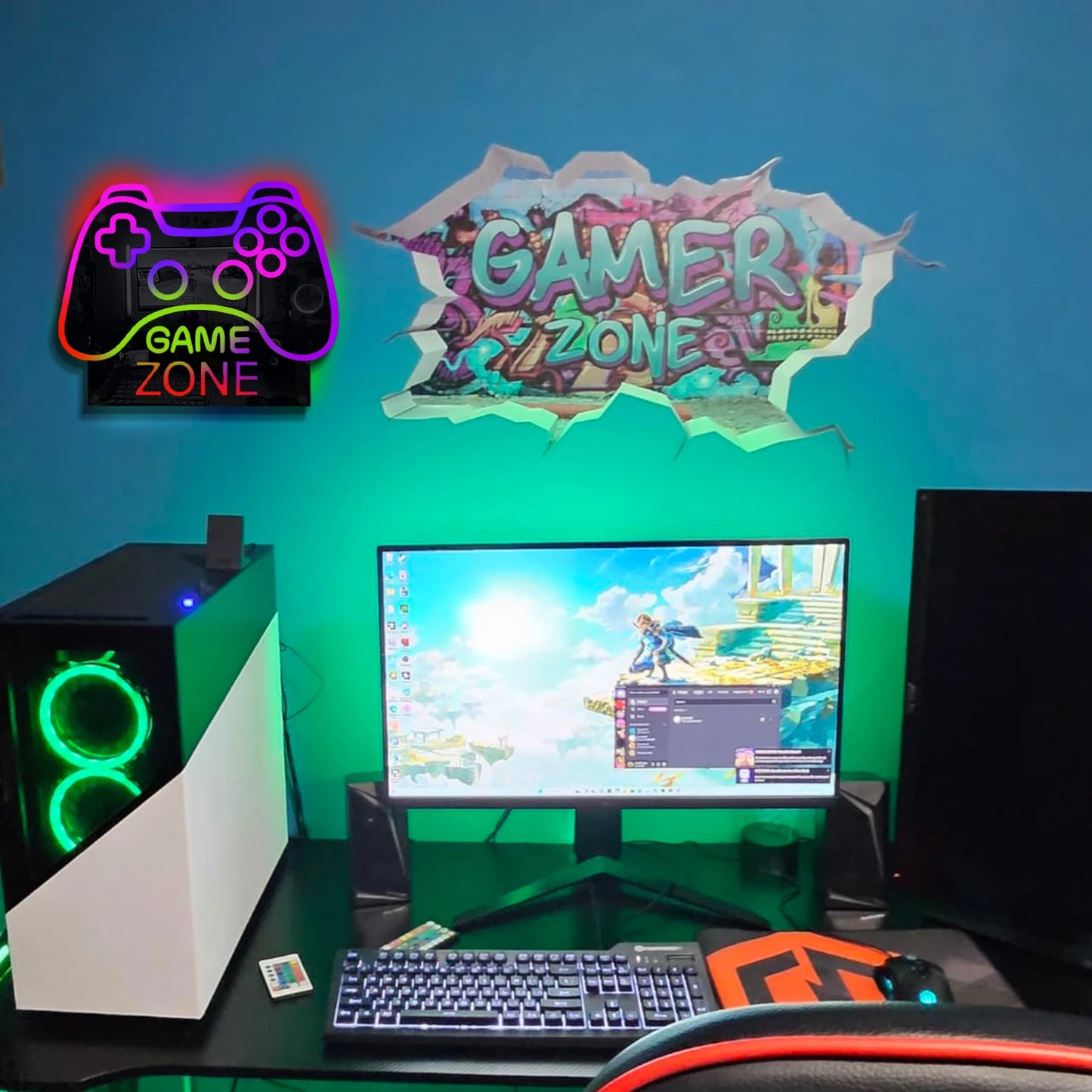 Gamer Neon Sign RGB Remote Control Mirror LED Backlight Open/ Gamers Luminous Wall Sign Lamp Cool Game Room Interior Decor