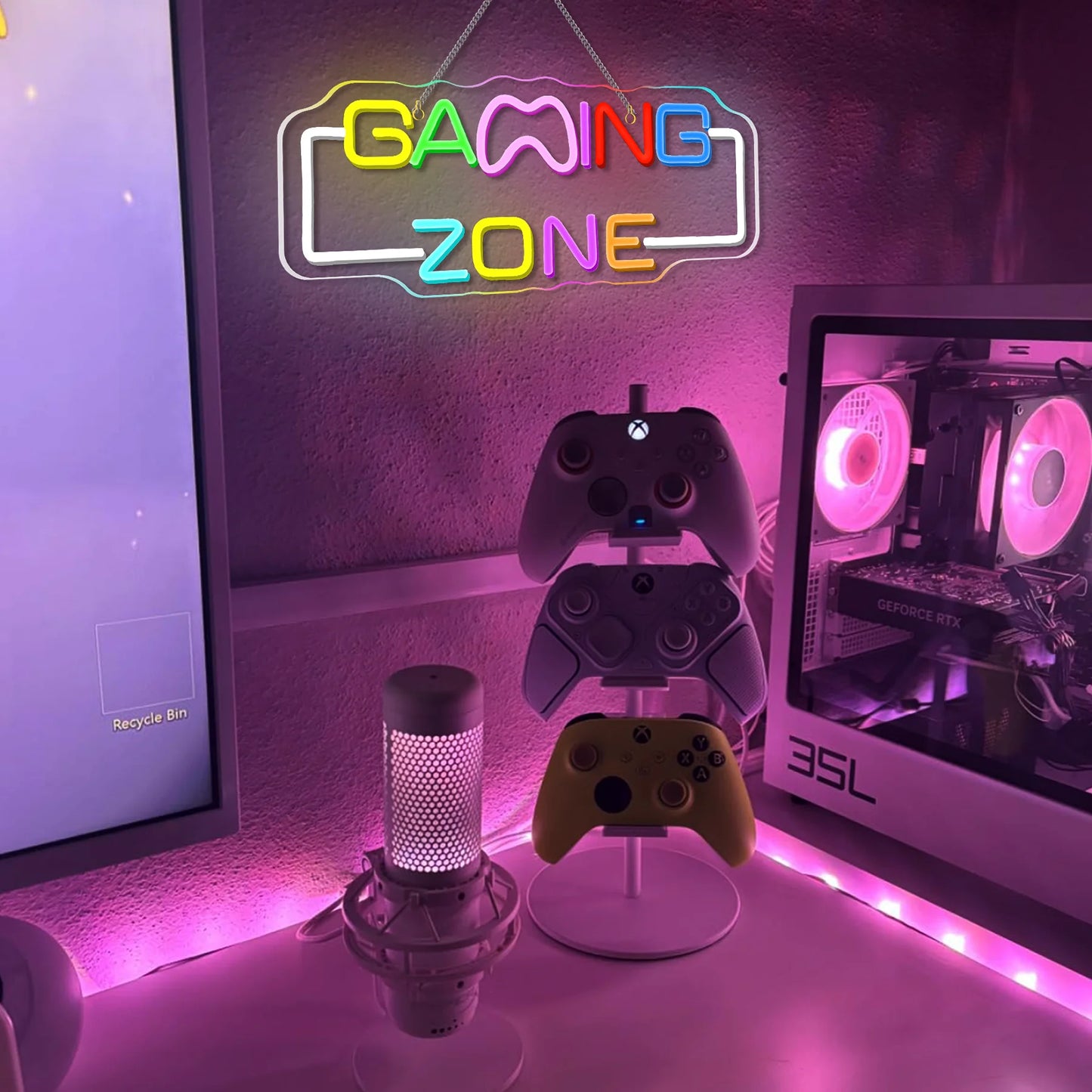 Gaming Zone Neon Sign USB Powered Wall Hanging Colorful Multipurpose Neon Light for Gaming Room Home Party Pub Club
