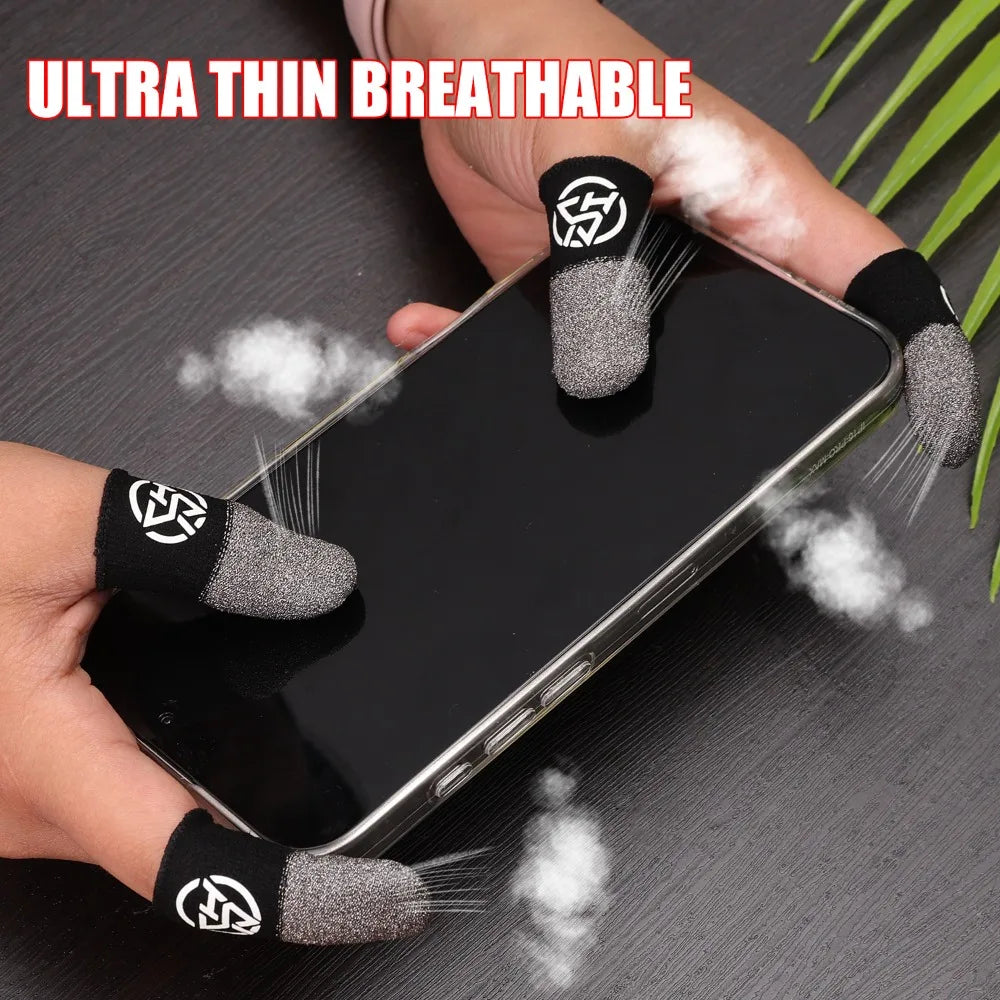 1/2 Pair Luminous Finger Sleeve Sweat-Proof Game Breathable Finger Cots Cover Sensitive Mobile Touch Glove for PUBG Phone Games