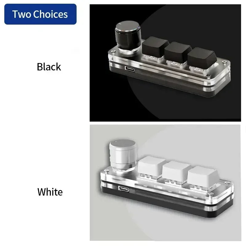 RGB 3 key Customize Wired Mini Keyboard Macro Knob Copy Paste Shortcut Key E-sports Game Mechanical Hot Swap Mini Keyboard