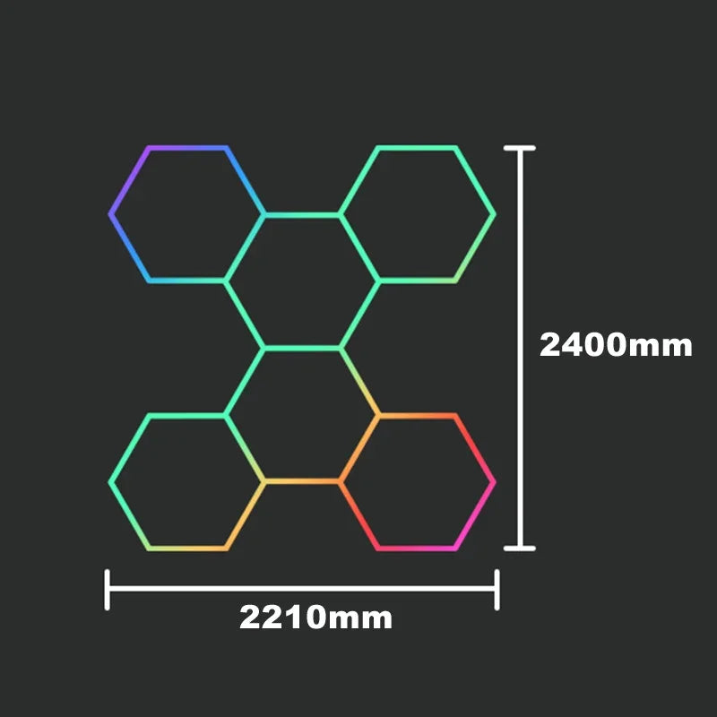 Customized RGB Hexagon LED Garage Light Honeycomb Ceiling Lamps With Remote APP Control for Car Wash Repair Gaming Room BarDecor