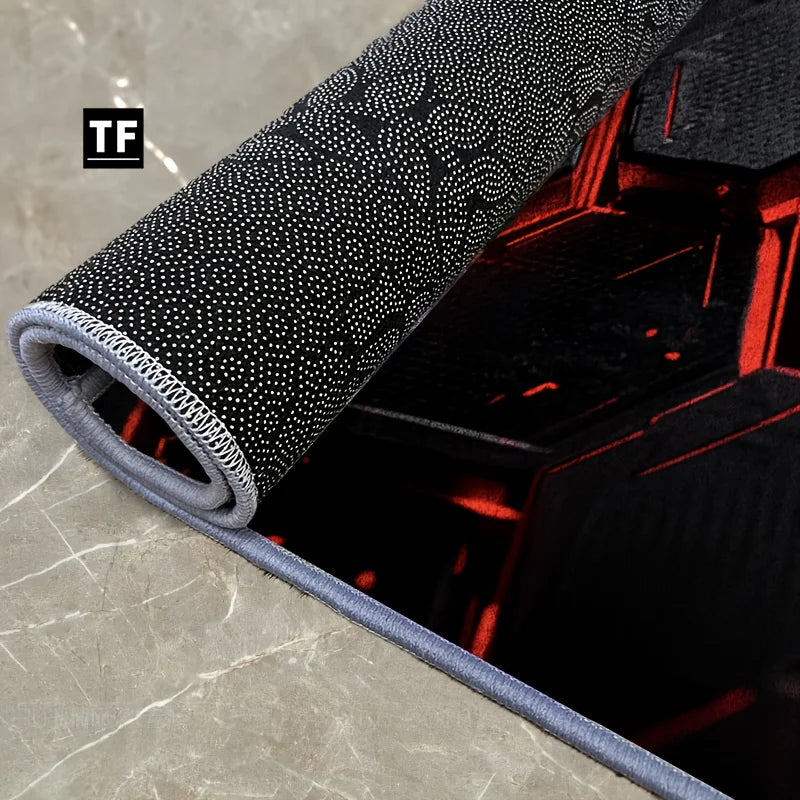 Cyberpunk Velvet Area Mat, HD Print Non Slip, Double Edged Design, Perfect for Game Room Decor, Gamer Themed Rug