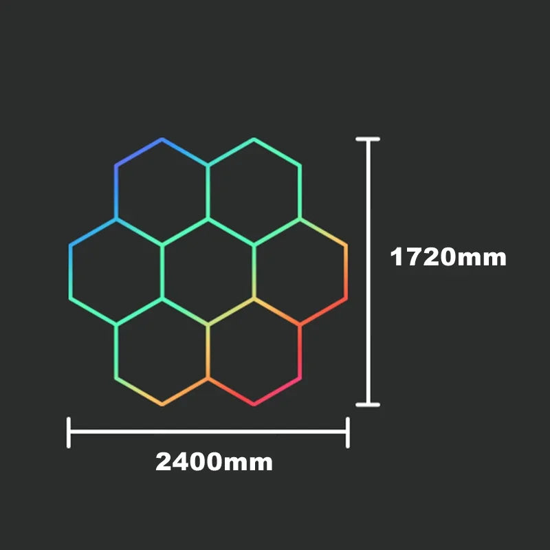 Customized RGB Hexagon LED Garage Light Honeycomb Ceiling Lamps With Remote APP Control for Car Wash Repair Gaming Room BarDecor
