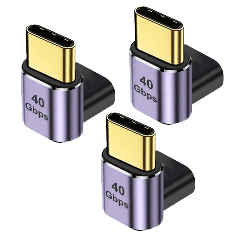 1-3PCS USB C 40Gbps Adapter 90 Degree Right Angle USB C Male To Female Extender 100W Fast Charging for Steam Deck Switch Laptop