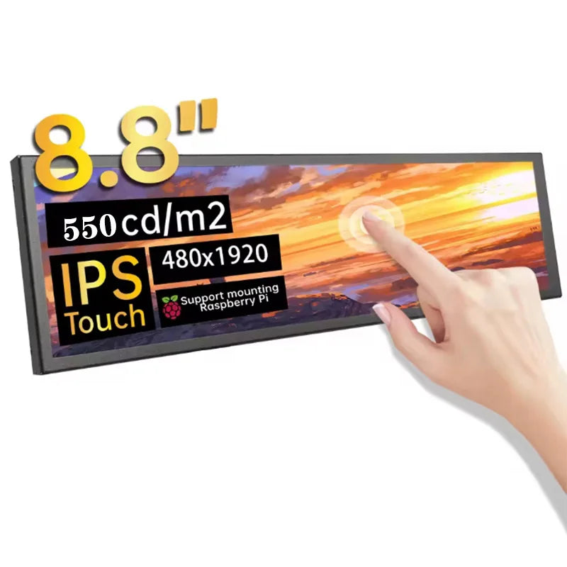 Long strip display mobile phone and computer expansion screen 8.8 inch host temperature controlled touch screen