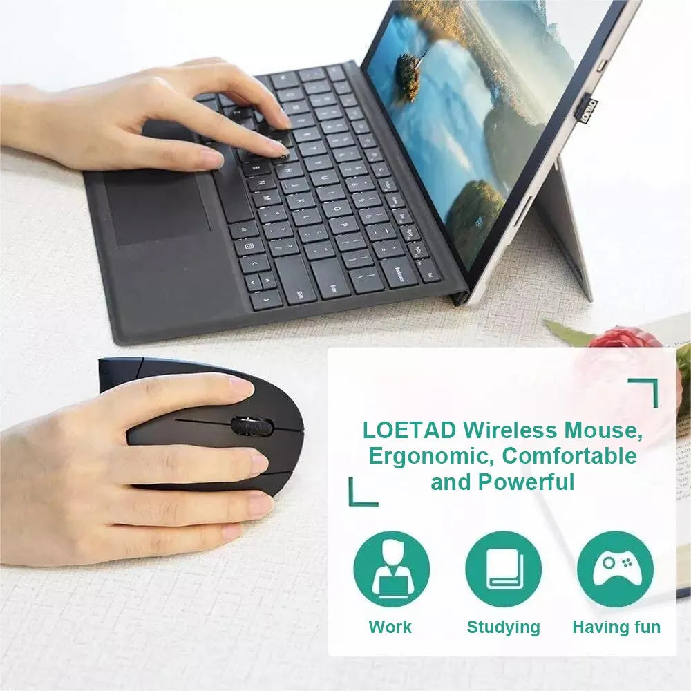 Wireless Bluetooth Vertical Mouse 800 1200 1600 DPI 6 Button Personalised Side Grip Ergonomic 2.4G Mute Gaming PC Computer Mouse