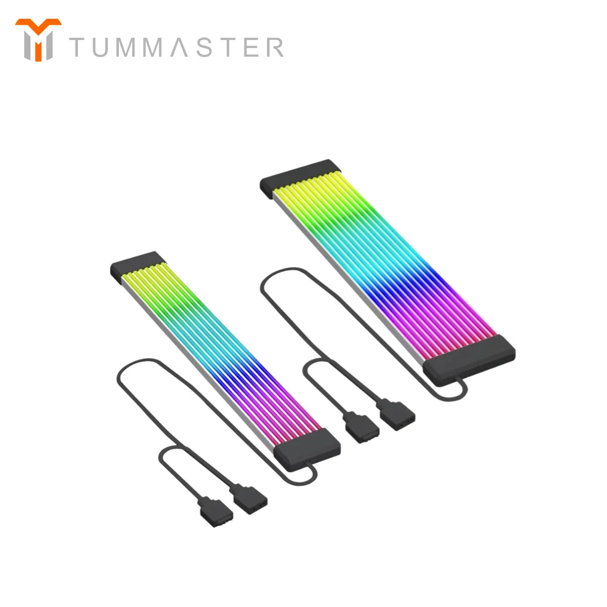 TUMMASTER 5V 3Pin ARGB Illuminated Strip 8/24-Pin PC Motherboard Graphics Card Power Supply Extension Cable with LED Light Strip