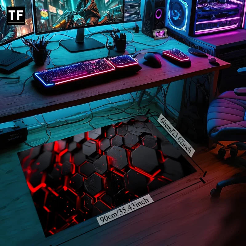 Cyberpunk Velvet Area Mat, HD Print Non Slip, Double Edged Design, Perfect for Game Room Decor, Gamer Themed Rug