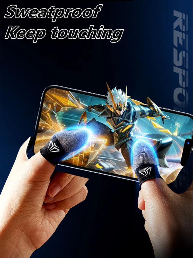 Mobile Game Silver Fiber Fingertip Glove Sweatproof Anti-slip Touch Screen Gaming Finger Sleeve Breathable Finger Cover for PUBG