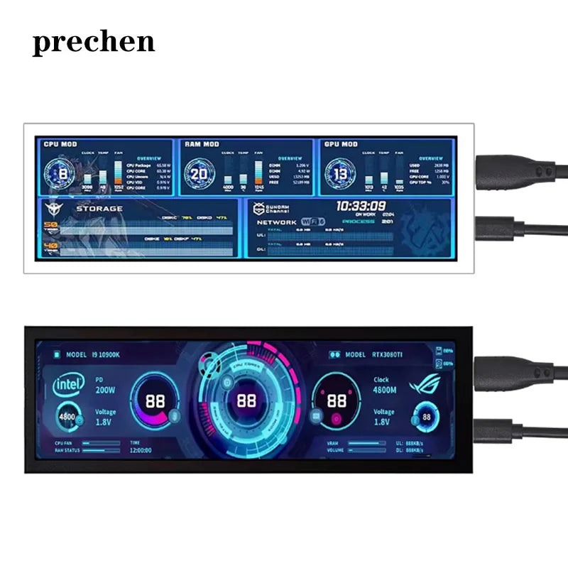 Long strip display mobile phone and computer expansion screen 8.8 inch host temperature controlled touch screen