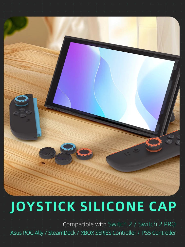 DATA FROG Silicone Thumb Grip Cap Protective Cover for Switch 2 Controllers, Anti-Slip Gamepad Accessories