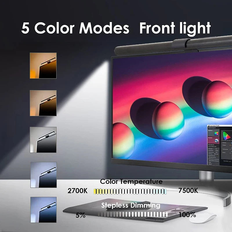 Screen USB RGB Light Bar Monitor Lamp Led Computer Monitor Light Bar Desk Lighting For Study Reading Table Stepless Dimming Lamp