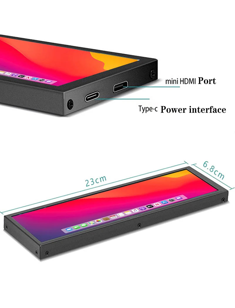 Long strip display mobile phone and computer expansion screen 8.8 inch host temperature controlled touch screen