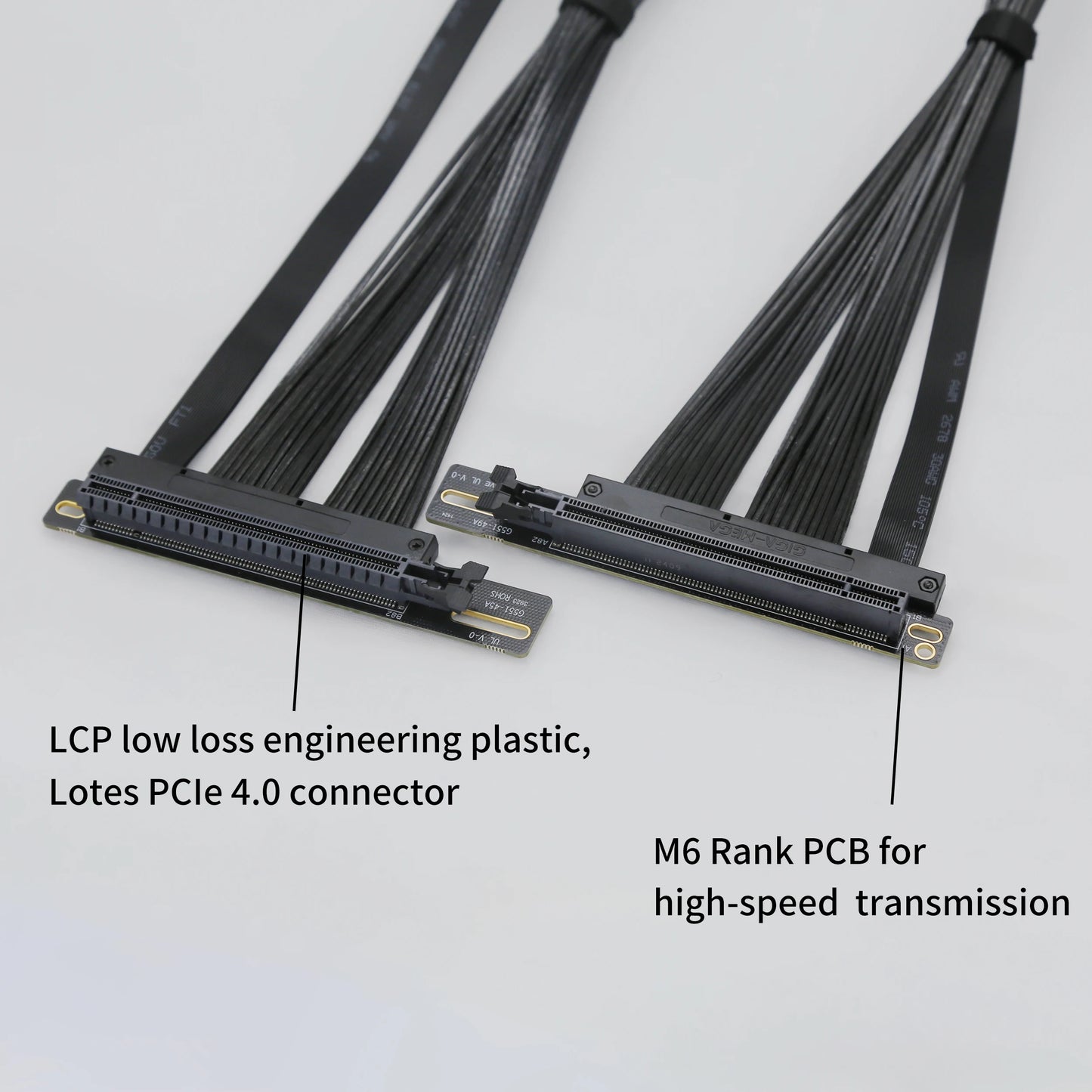 PCI-E 4.0 X16 Server Graphics Card Extension Cable GEN4 for AI Server Left Angle Socket 3.0 Gen3 Compatible/BLACK