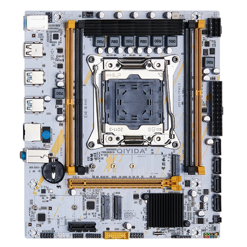QIYIDA X99 Motherboard LGA 2011-3 Set Kit Xeon E5 2680 V4 CPU Processor 32G=2*16G DDR4 REG ECC RAM Memory NVME M.2 TPM2.0 plug
