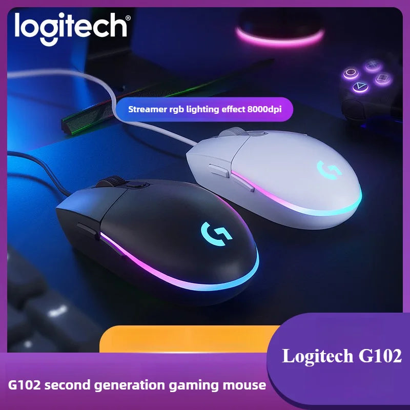 Logitech (G) G102 Gaming Mouse RGB Mouse Lightweight Design 200-8000DPI G102 Second Generation Ergonomic Mouse Computer Mouse