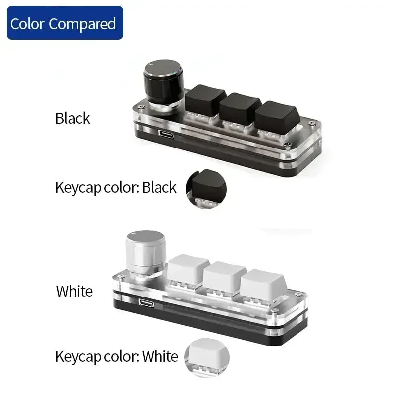 RGB 3 key Customize Wired Mini Keyboard Macro Knob Copy Paste Shortcut Key E-sports Game Mechanical Hot Swap Mini Keyboard