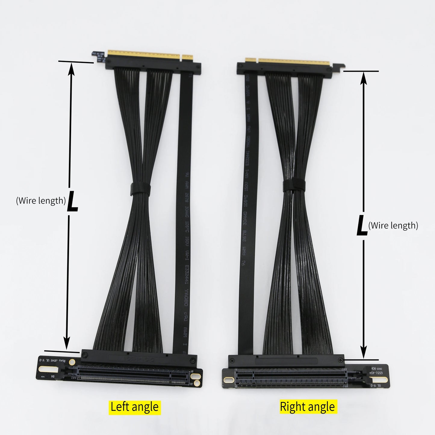 PCI-E 4.0 X16 Server Graphics Card Extension Cable GEN4 for AI Server Left Angle Socket 3.0 Gen3 Compatible/BLACK