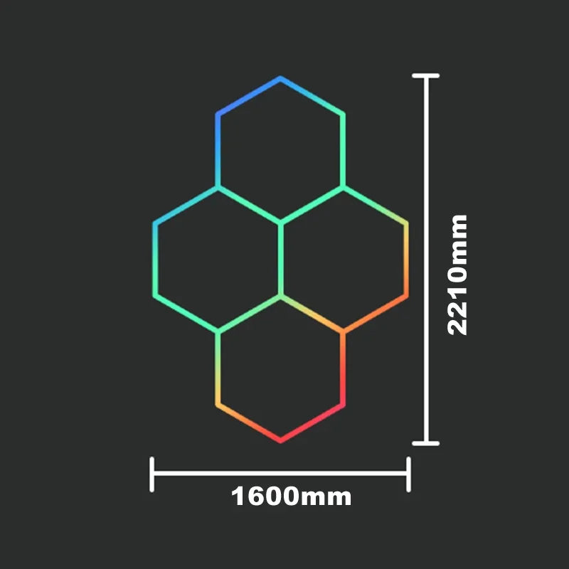 Customized RGB Hexagon LED Garage Light Honeycomb Ceiling Lamps With Remote APP Control for Car Wash Repair Gaming Room BarDecor