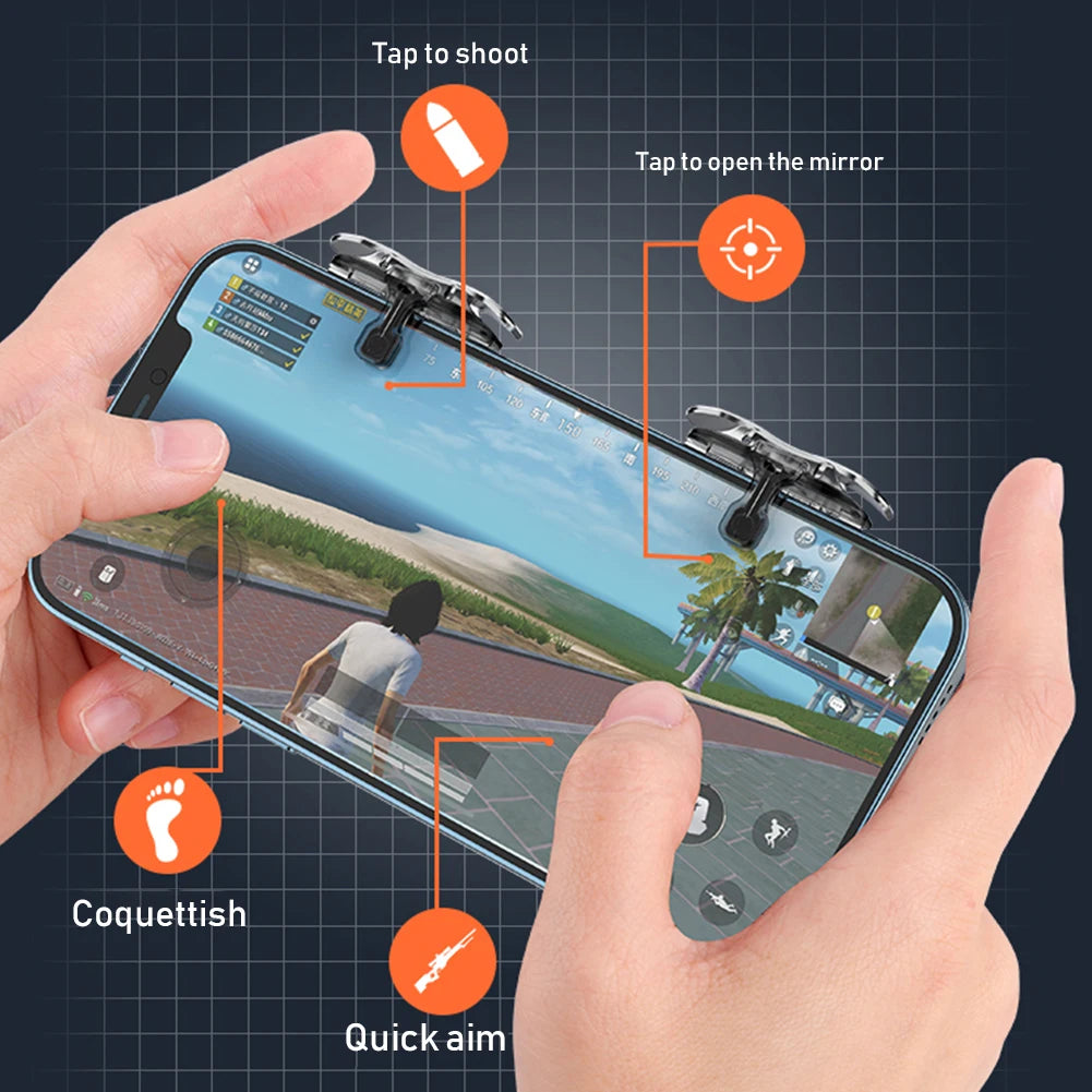 X8 Mobile Game Trigger 6 Finger Trigger Sensitive Shoot Phone Game Trigger L1 R1 Aim Keys Game Controller For PUBG Phone Gaming