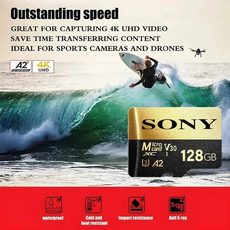Sony SD Memory Card High Speed Micro TF SD Card 128GB 1TB 512GB 256GB A2 U3 V30 SD TF Flash Cards For Xiaomi Phone Computer