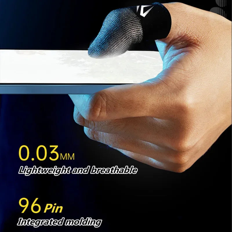 Mobile Game Silver Fiber Fingertip Glove Sweatproof Anti-slip Touch Screen Gaming Finger Sleeve Breathable Finger Cover for PUBG