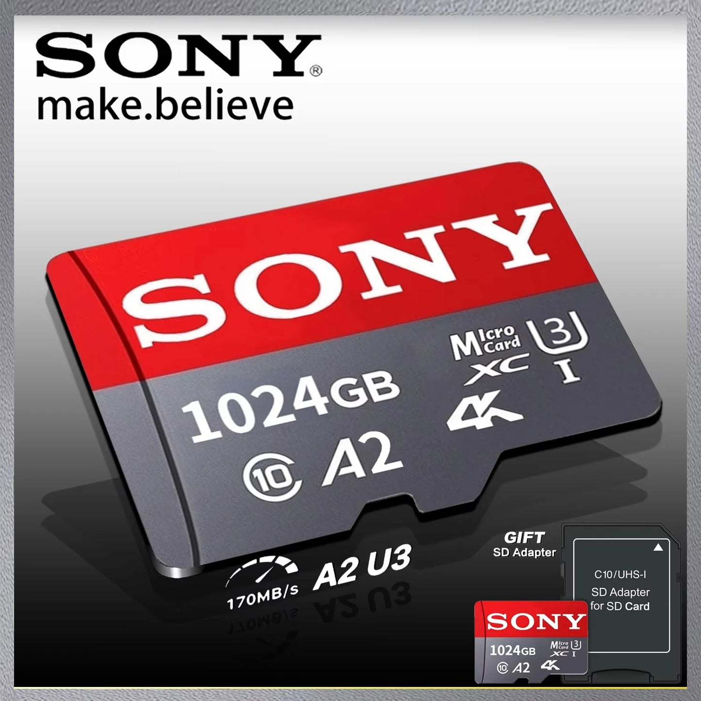 Sony Memory Card 1TB 512GB Micro SD TF 128GB 256GB U3 A2 Micro SD 64GB 170Mb Reading Speed Class 10 Flash Micro Card For Phone