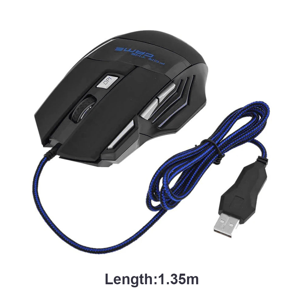 USB Wired Gaming Mouse 7-Color Backlight 5500 DPI Adjustable Optical Mice Ergonomic Computer Mouse for Desktop Laptop PC Gamer