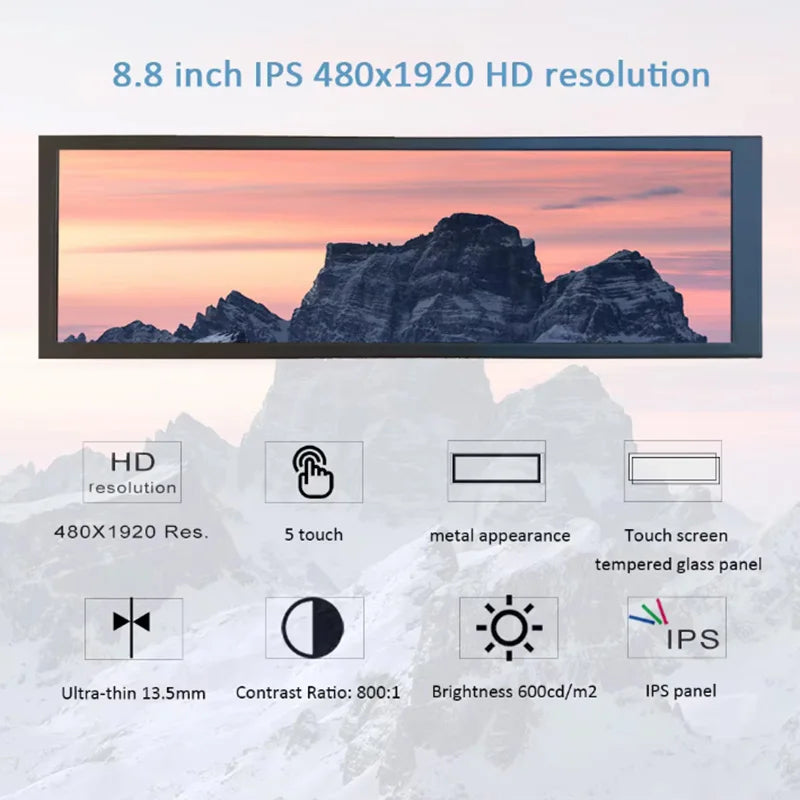 Long strip display mobile phone and computer expansion screen 8.8 inch host temperature controlled touch screen