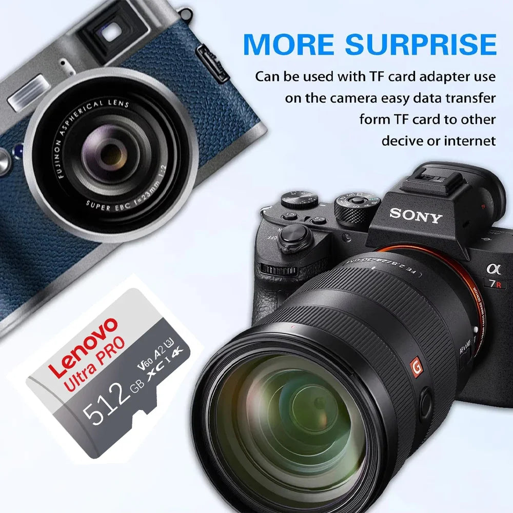 Lenovo High Speed Micro SD 2TB 1TB 512GB 256GB Memory Card UP TO 100MB/s U3 128GB TF Card for USB Card Reader Adapter Micro sd