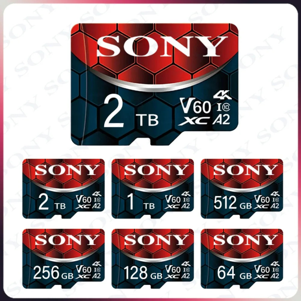 New Sony TF Memory Card 2TB High Speed Micro SD Card 1TB 512GB 256GB 128GB A2 U3 V60 SD TF Flash Cards for Xiaomi Phone Computer