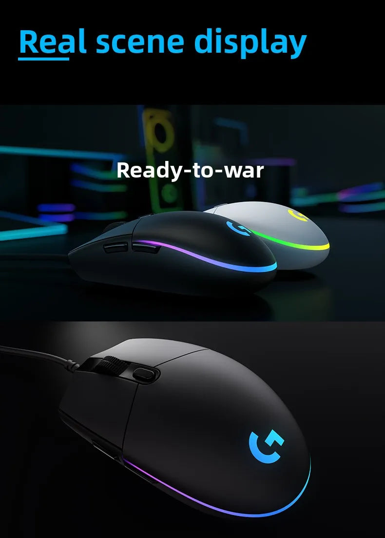 Logitech (G) G102 Gaming Mouse RGB Mouse Lightweight Design 200-8000DPI G102 Second Generation Ergonomic Mouse Computer Mouse