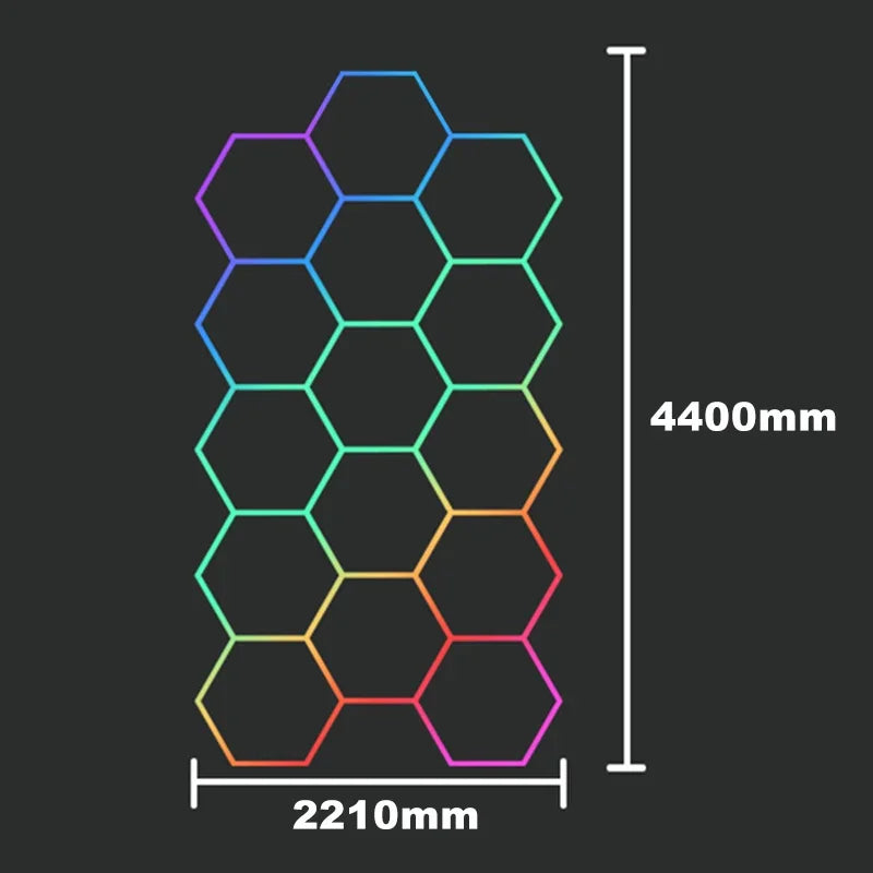 Customized RGB Hexagon LED Garage Light Honeycomb Ceiling Lamps With Remote APP Control for Car Wash Repair Gaming Room BarDecor