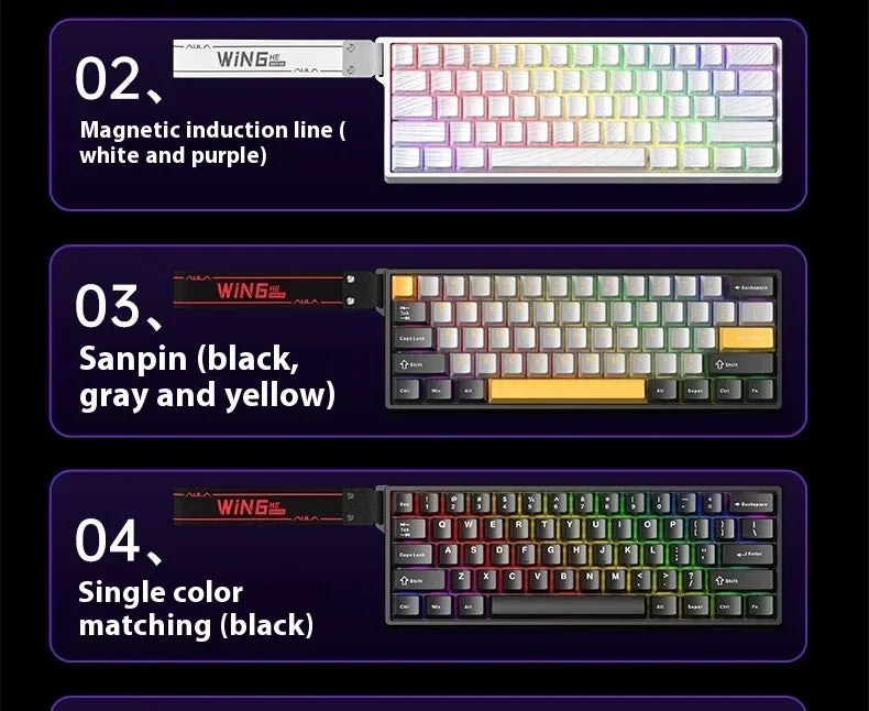 Aula Win60 Win68 He Magnetic Switch Keyboards 8K Gaming Mechanical Keyboard Wired Esports RGB Light Hot-Swap For Pc Gamer Gift