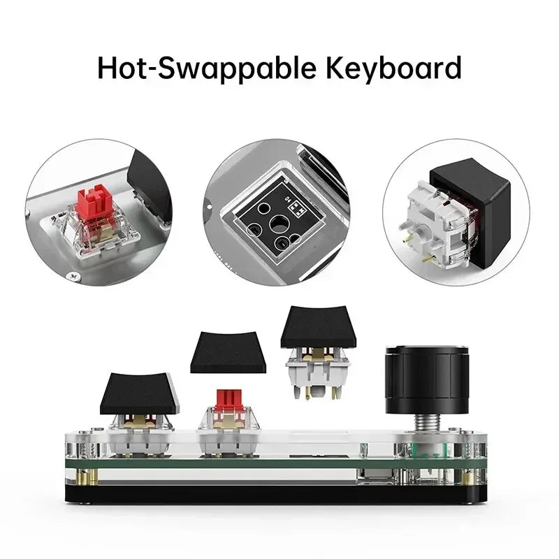 RGB 3 key Customize Wired Mini Keyboard Macro Knob Copy Paste Shortcut Key E-sports Game Mechanical Hot Swap Mini Keyboard