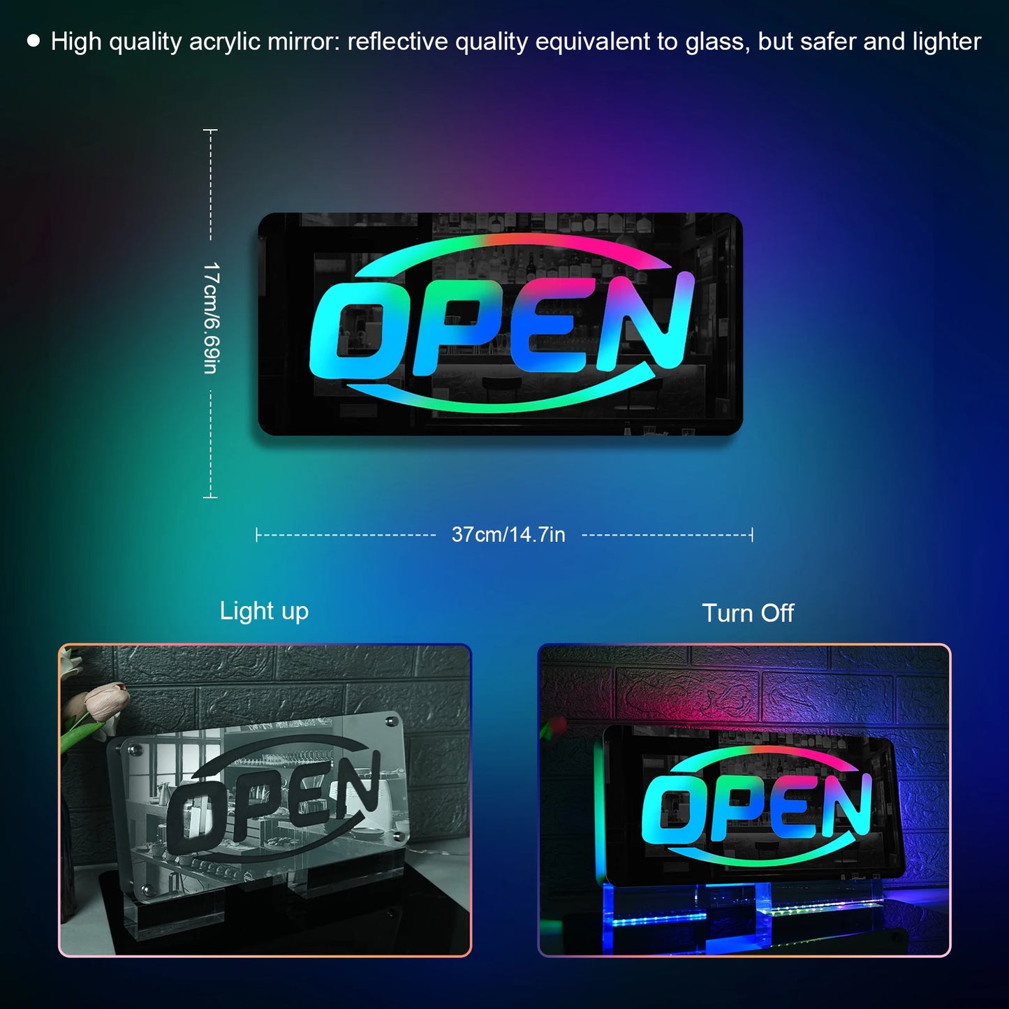 Gamer Neon Sign RGB Remote Control Mirror LED Backlight Open/ Gamers Luminous Wall Sign Lamp Cool Game Room Interior Decor