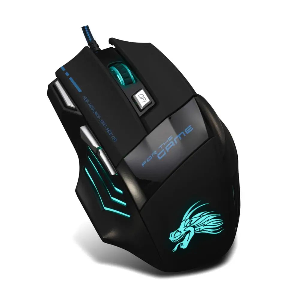 USB Wired Gaming Mouse 7-Color Backlight 5500 DPI Adjustable Optical Mice Ergonomic Computer Mouse for Desktop Laptop PC Gamer