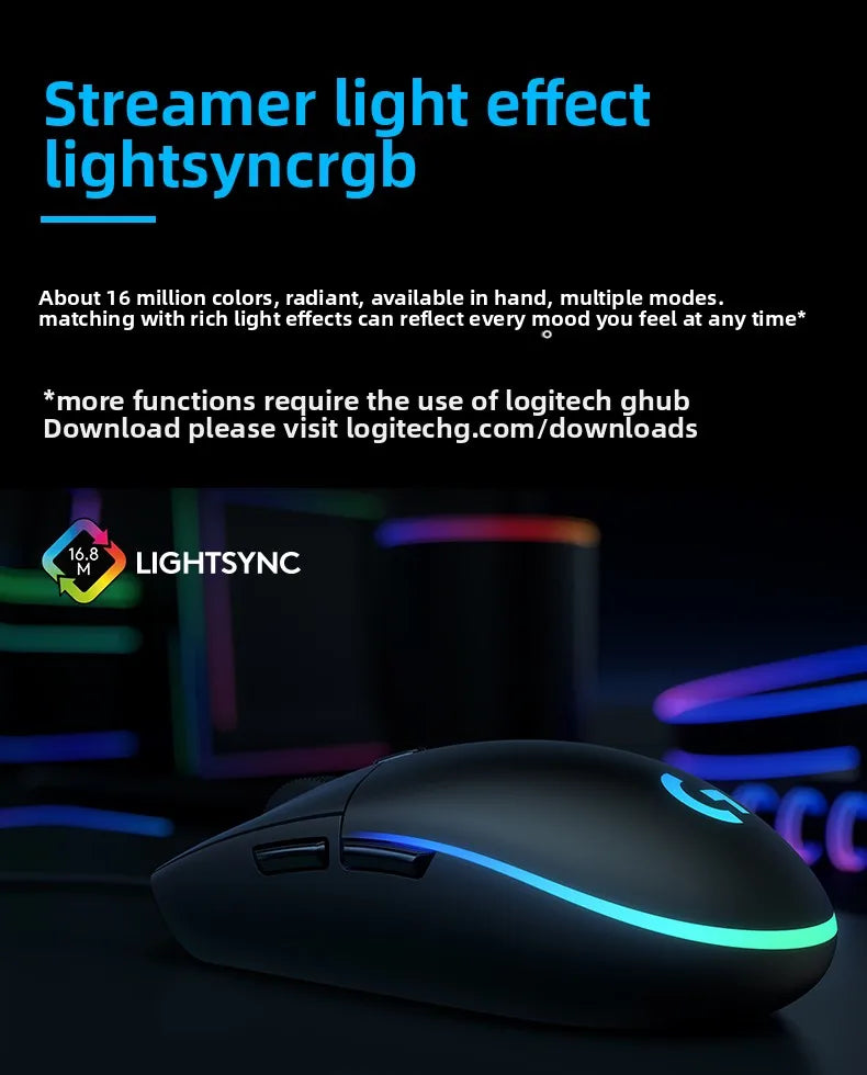 Logitech (G) G102 Gaming Mouse RGB Mouse Lightweight Design 200-8000DPI G102 Second Generation Ergonomic Mouse Computer Mouse