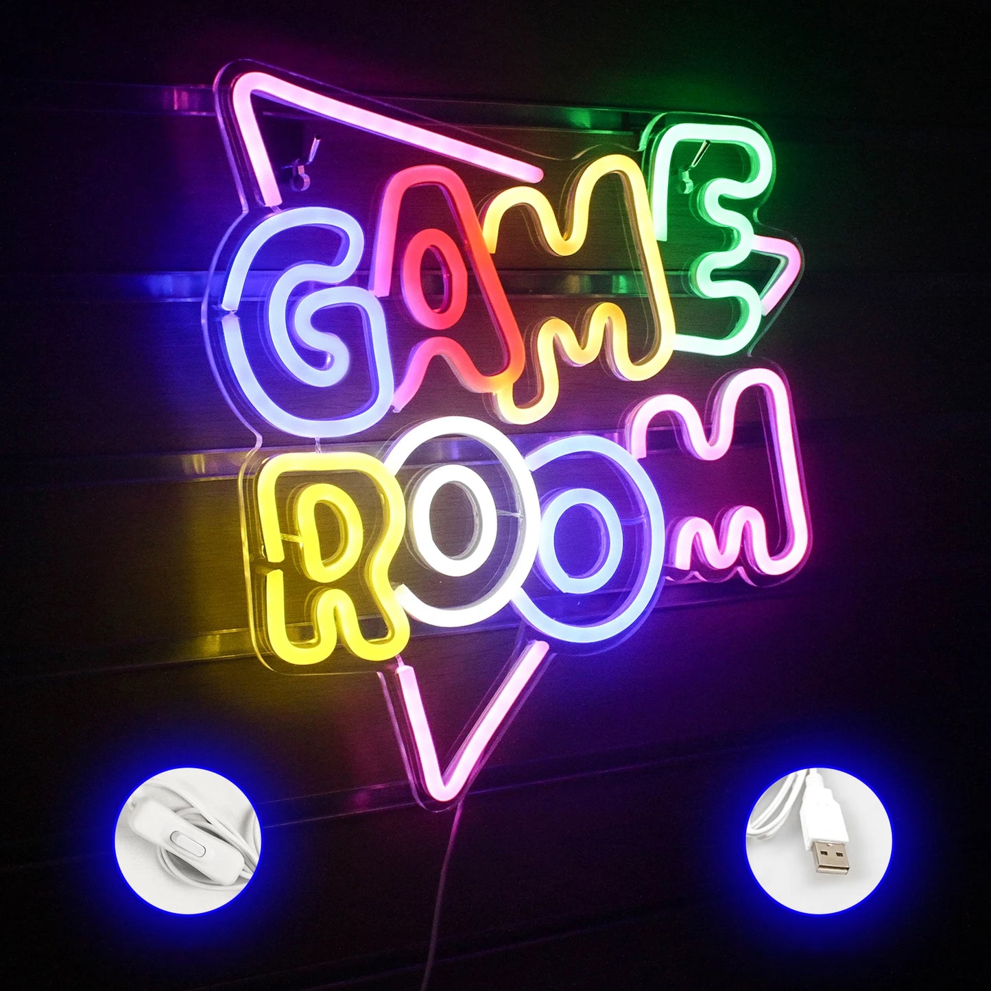Game Room Neon Sign Led Lights Up Sign Home Gaming Lighting For Men Cave Game Room Party Birthday Bedroom Decoration Light Gifts