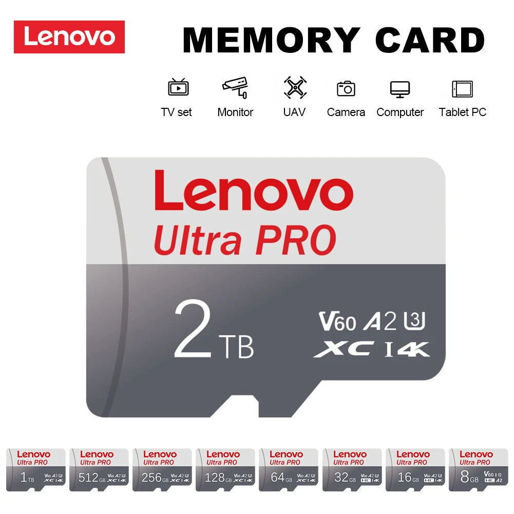 Lenovo Micro SD Card Extreme microSDXC Memory Card UHS-I A2 U3 4K Video High Speed MicroSD Card for Camera GoPro DJI Nintendo