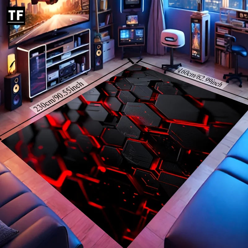 Cyberpunk Velvet Area Mat, HD Print Non Slip, Double Edged Design, Perfect for Game Room Decor, Gamer Themed Rug