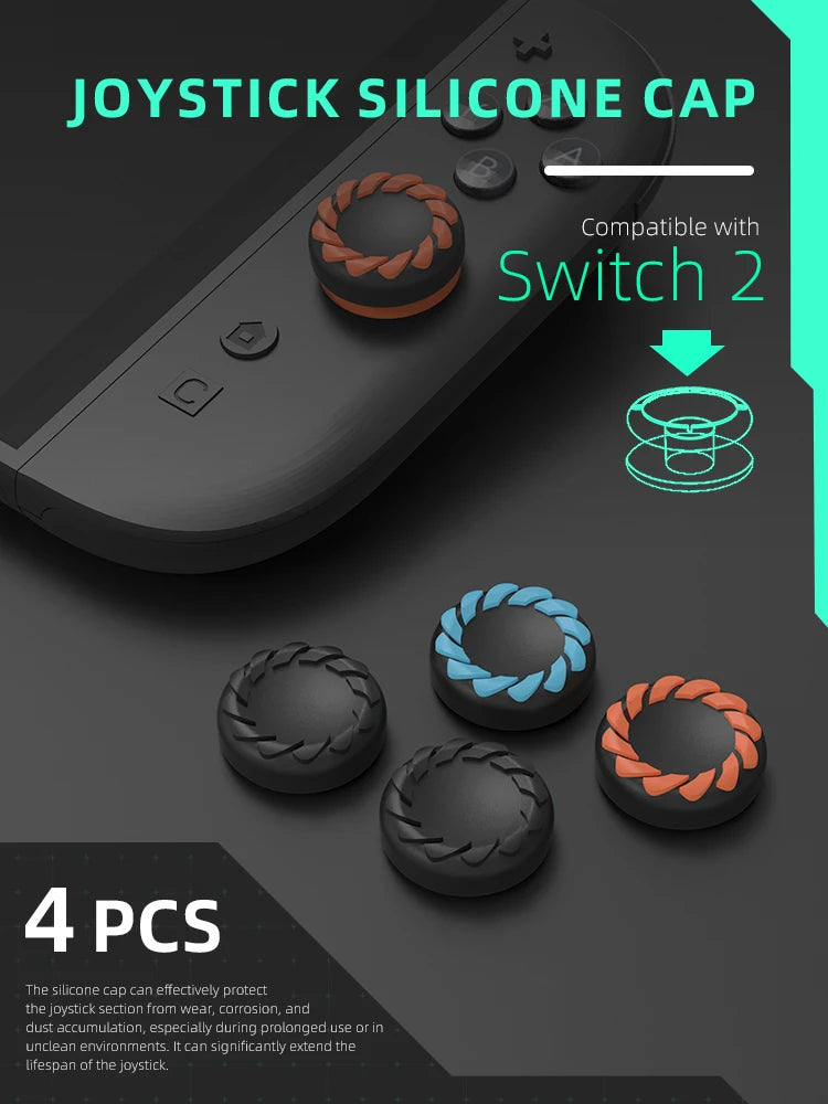 DATA FROG Silicone Thumb Grip Cap Protective Cover for Switch 2 Controllers, Anti-Slip Gamepad Accessories