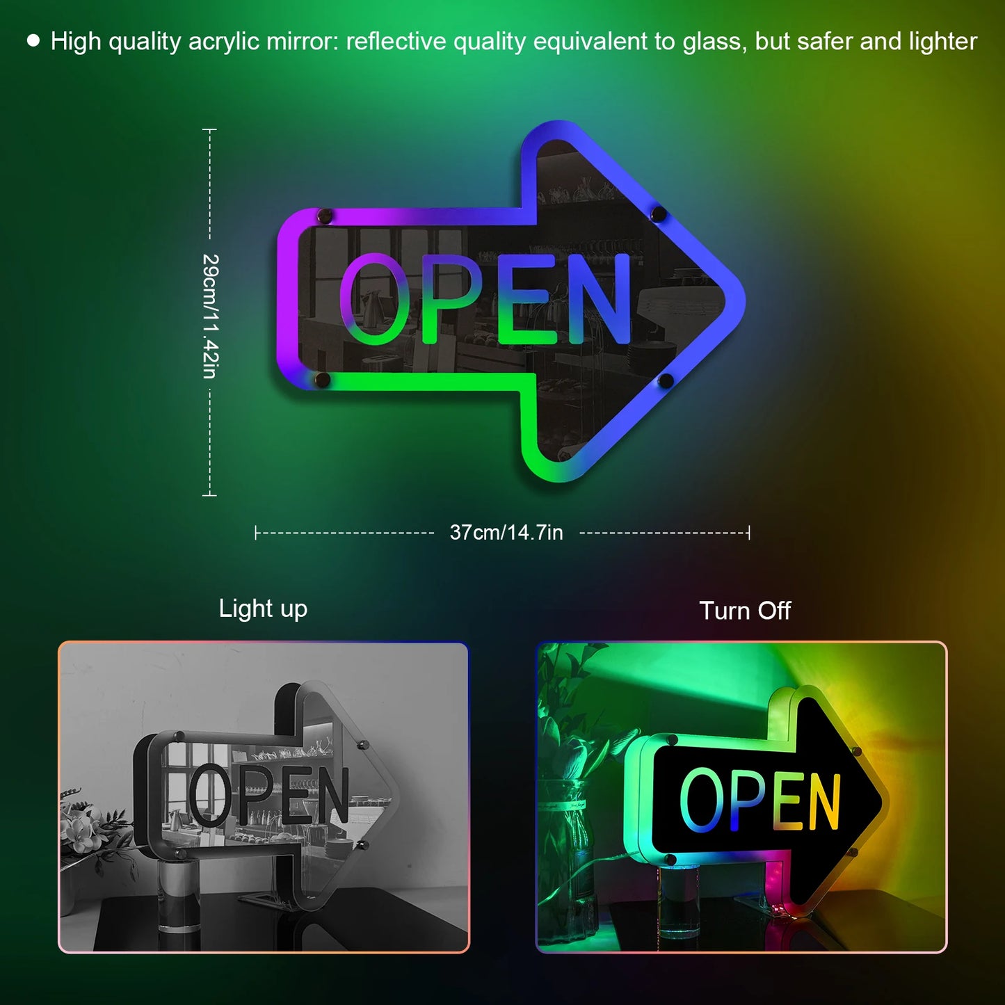 Gamer Neon Sign RGB Remote Control Mirror LED Backlight Open/ Gamers Luminous Wall Sign Lamp Cool Game Room Interior Decor