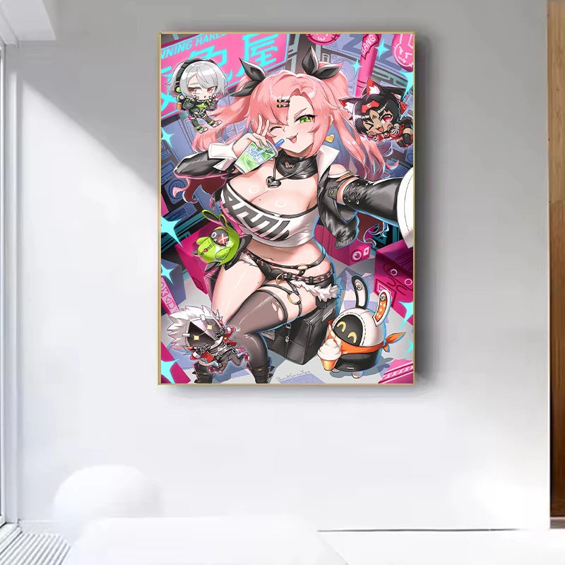 Hot Game Zenless Zone Zero Posters Ellen Joe Nicole Demara Canvas Printing Wall Art Picture for Gaming Room Home Decor Gifts
