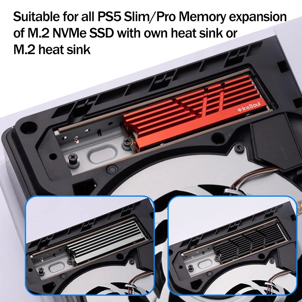For PS5 Slim/Pro Console SSD Heatsink Dust Cover M.2 SSD Extension Slot Heat Dissipation Breathable Hole Aluminum Heat Case