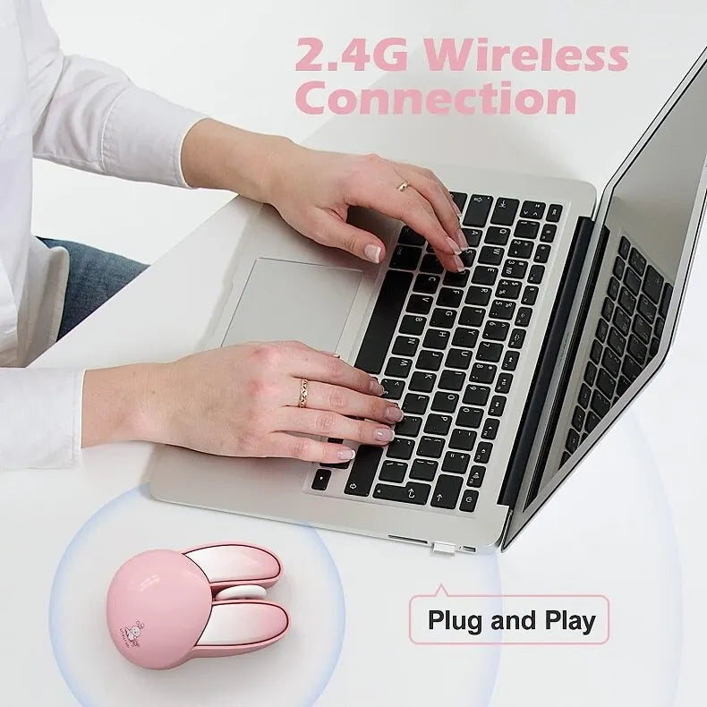 MOFII Wireless Silent Mouse, Cute Rabbit Design, 2.4 GHz USB Mini Receiver  Optical Mouse for Laptop, PC, Computer, Notebook