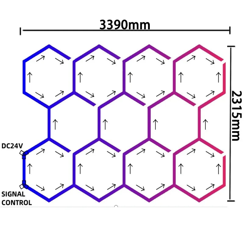 Customized RGB Hexagon LED Garage Light Honeycomb Ceiling Lamps With Remote APP Control for Car Wash Repair Gaming Room BarDecor
