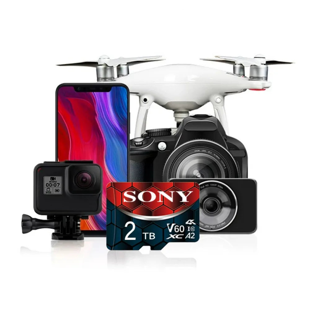 New Sony TF Memory Card 2TB High Speed Micro SD Card 1TB 512GB 256GB 128GB A2 U3 V60 SD TF Flash Cards for Xiaomi Phone Computer